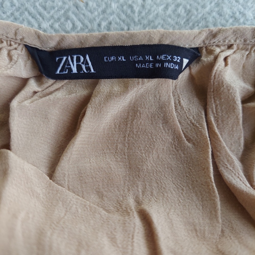 Zara Dress Women XL Tan Halter Neck Maxi Open Back Braided Strap Summer Boho - Picture 2 of 5